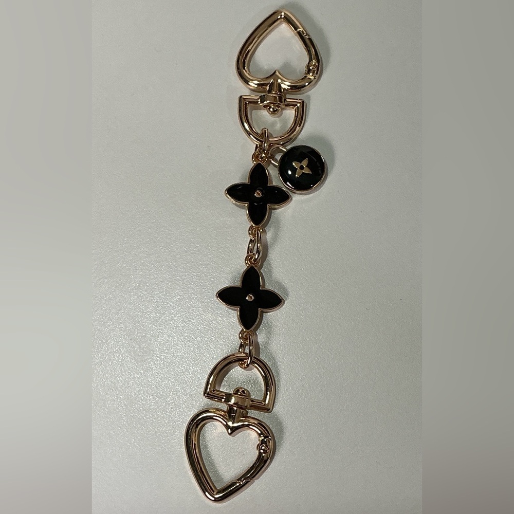 Gold and Black Heart Fleur Top Handle Bag Extender Chain Louis Vuitton Charm